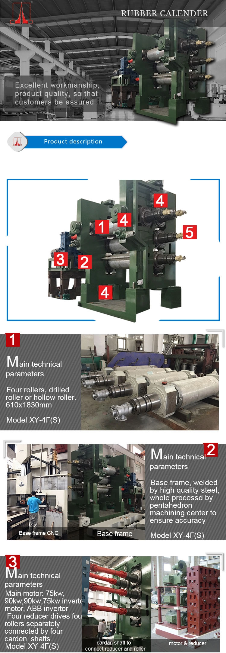 Xy-610*1730 Leather Belt Making Machine Calender Rubber Calender