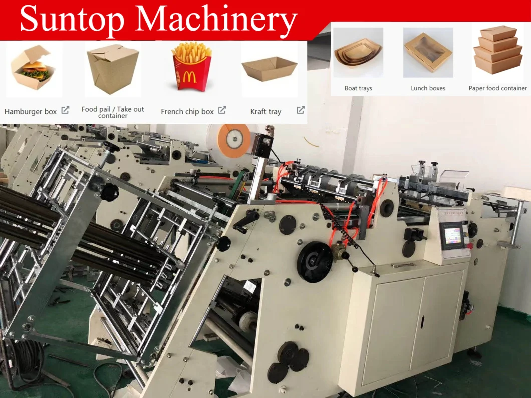 Automatic Small Disposable Kraft Paper Food Meal Carton Board Lunch Burger Box Product Making Forming Machine